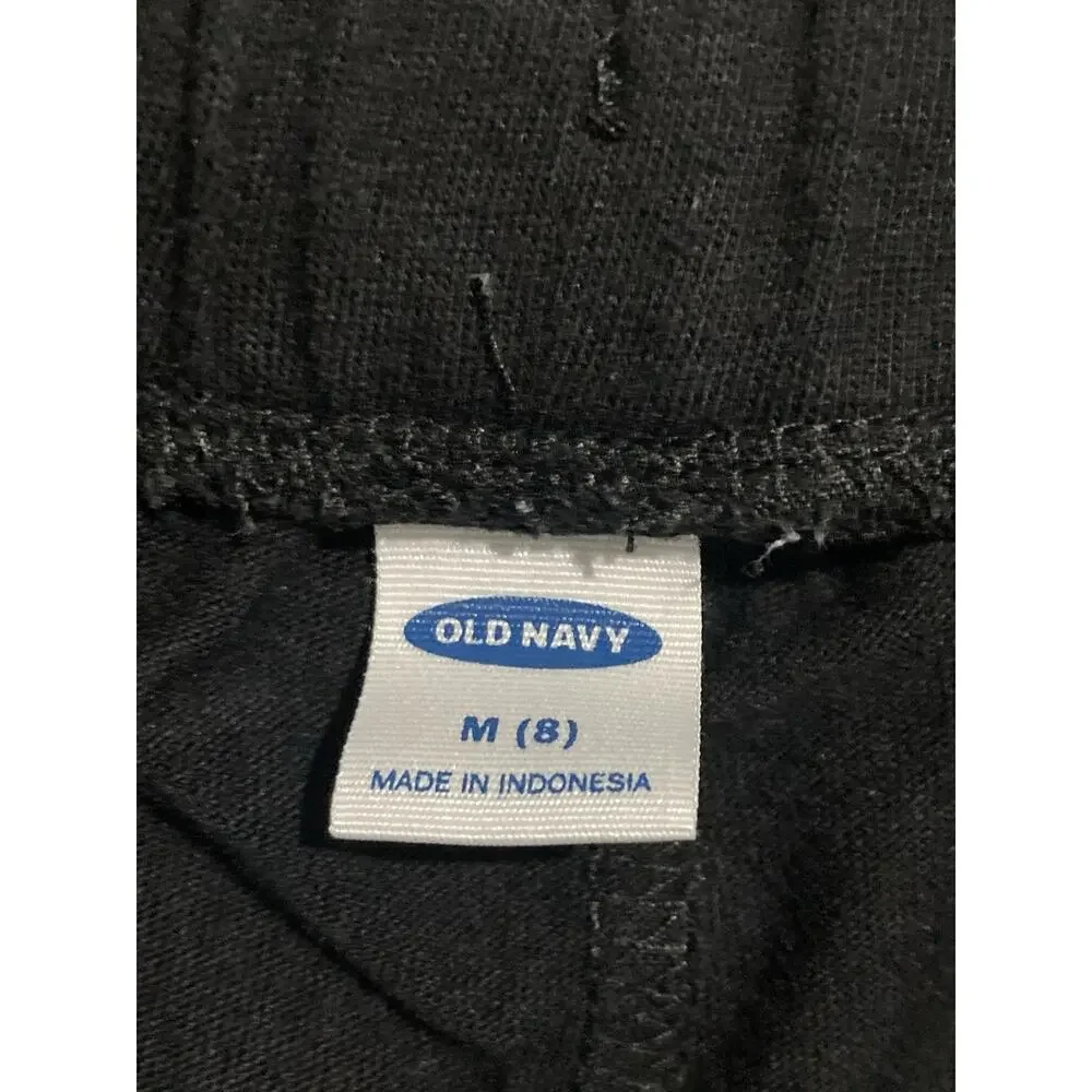 Old Navy Girls Black Shorts White Trim Size 8 Medium Cotton Blend Stretch Pocket